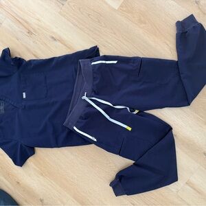 Figs Navy Blue Joggers with White Accents